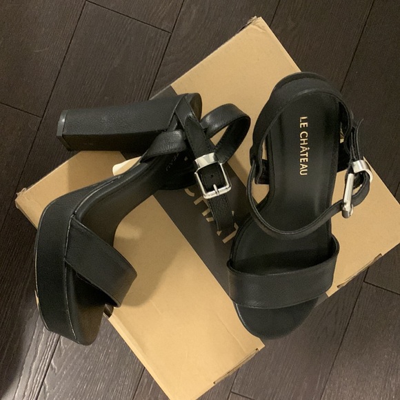 Lechateau | Black Platform Sandals | NIB - Picture 5 of 7